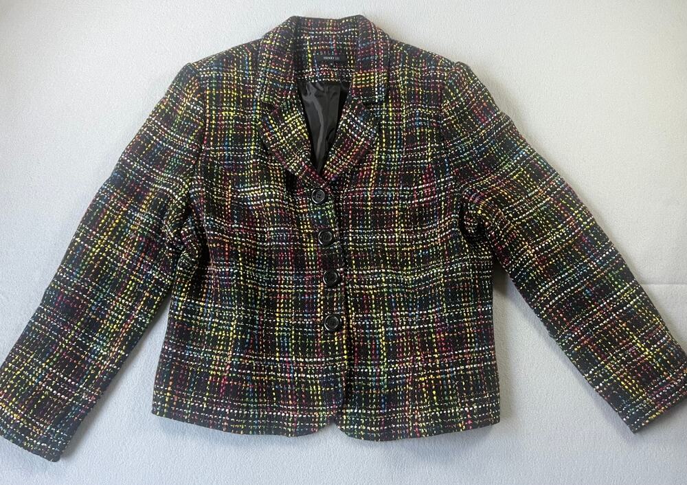 Vintage Henry Lee Multicolored Tweed Blazer, Neon Confetti Pattern, EUC